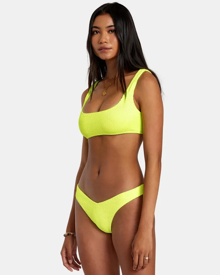 RVCA Bikini Bottoms Grooves Texture High Leg Bikini Bottoms Neon Yellow 8211 Women RVCA Bikini Bottoms Grooves Texture High Leg Bikini Bottoms Neon Yellow 8211 Women