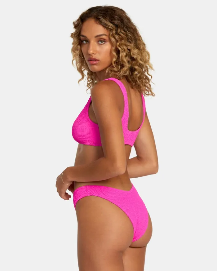 RVCA Bikini Tops Grooves Texture Bralette Bikini Top Fluro Pink 8211 Women