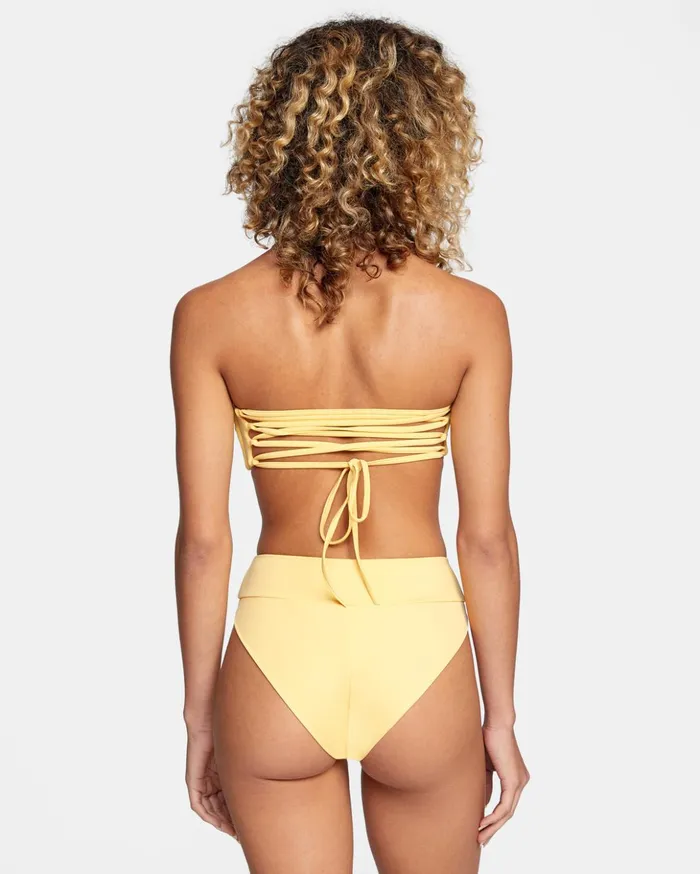 RVCA Bikini Tops TieBack Halter Bandeau Bikini Top Gold 8211 Women