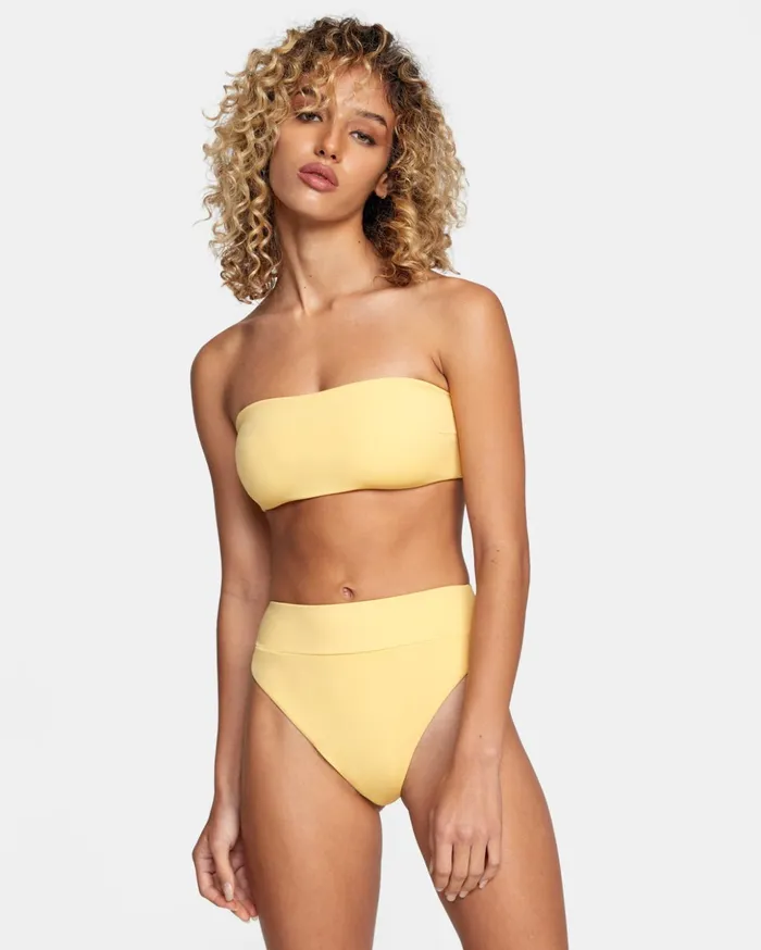 RVCA Bikini Tops TieBack Halter Bandeau Bikini Top Gold 8211 Women