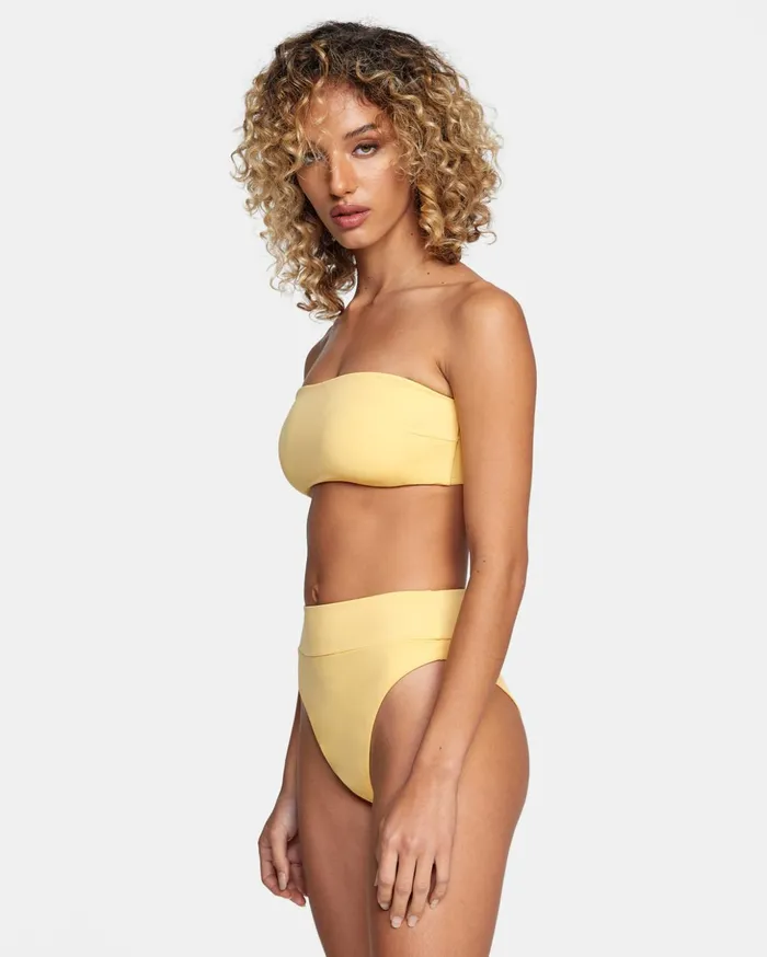 RVCA Bikini Tops TieBack Halter Bandeau Bikini Top Gold 8211 Women