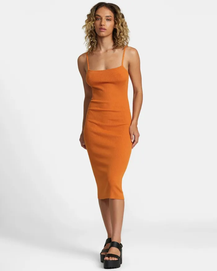 RVCA Dresses Rompers Rose Machado Fades Away Bodycon Dress Golden Ochre 8211 Women RVCA Dresses Rompers Rose Machado Fades Away Bodycon Dress Golden Ochre 8211 Women