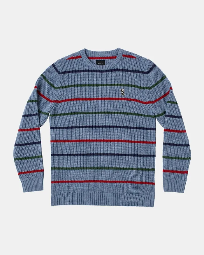 RVCA Hoodies Fleece Boy039s Yalla Stripe Sweater Blue Heather 8211 Boys