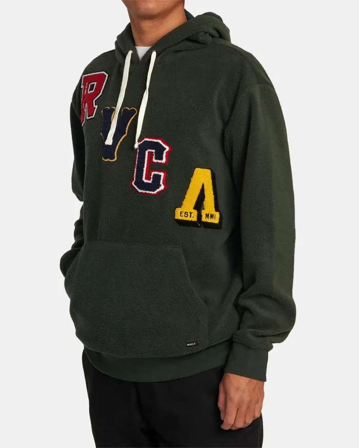 RVCA Hoodies Sweatshirts Letterman Hoodie Hunter Green 8211 Men