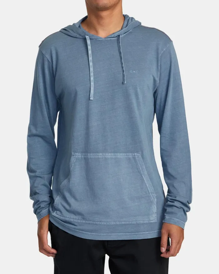 RVCA Hoodies Sweatshirts PTC Pigment Hooded Long Sleeve Tee Industrial Blue 8211 Men