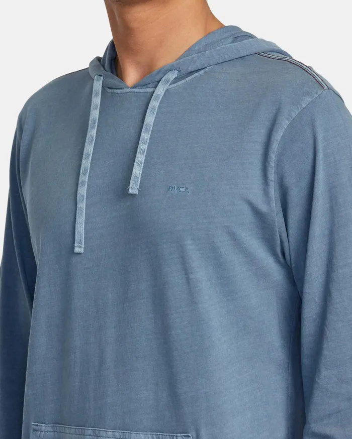 RVCA Hoodies Sweatshirts PTC Pigment Hooded Long Sleeve Tee Industrial Blue 8211 Men