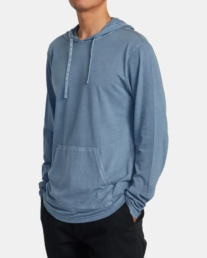 RVCA Hoodies Sweatshirts PTC Pigment Hooded Long Sleeve Tee Industrial Blue 8211 Men