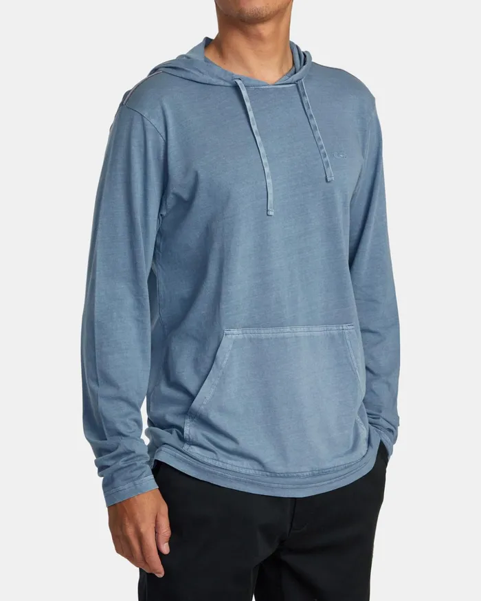 RVCA Hoodies Sweatshirts PTC Pigment Hooded Long Sleeve Tee Industrial Blue 8211 Men