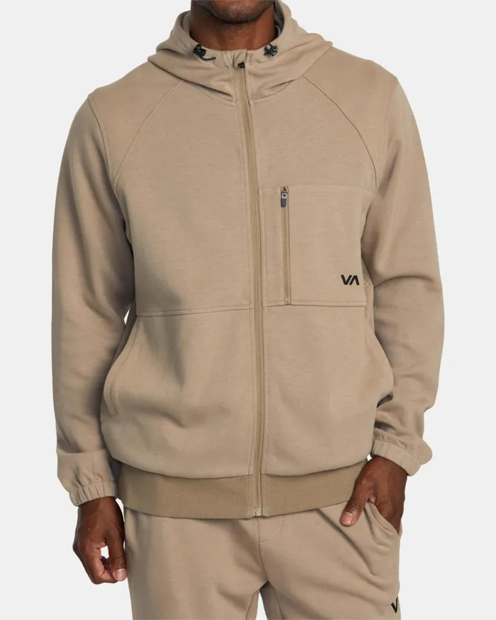 RVCA Hoodies Sweatshirts Tech ZipUp Fleece Hoodie II Dark Khaki 8211 Men