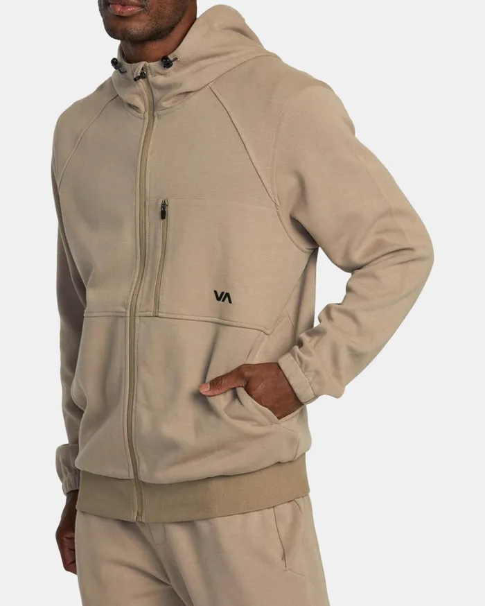 RVCA Hoodies Sweatshirts Tech ZipUp Fleece Hoodie II Dark Khaki 8211 Men