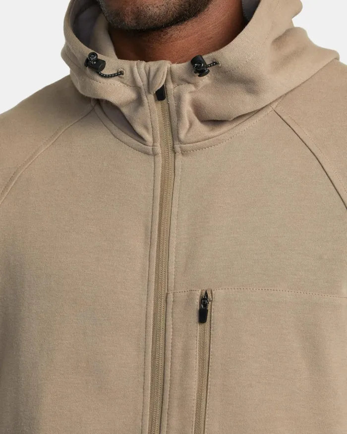RVCA Hoodies Sweatshirts Tech ZipUp Fleece Hoodie II Dark Khaki 8211 Men