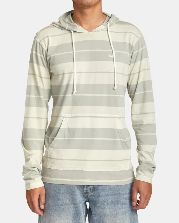 RVCA Long Sleeves PTC Stripe Hoodie Silver Bleach 8211 Men