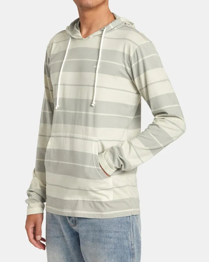 RVCA Long Sleeves PTC Stripe Hoodie Silver Bleach 8211 Men