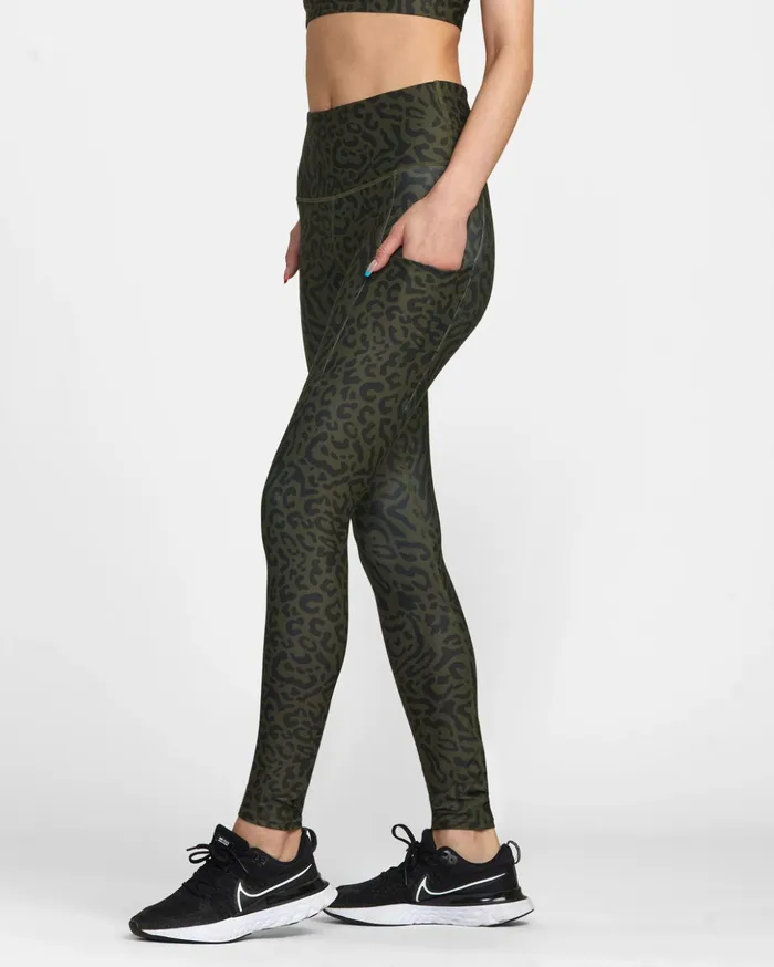 RVCA Pants VA Sport Pocket Technical Leggings Animal Olive 8211 Women