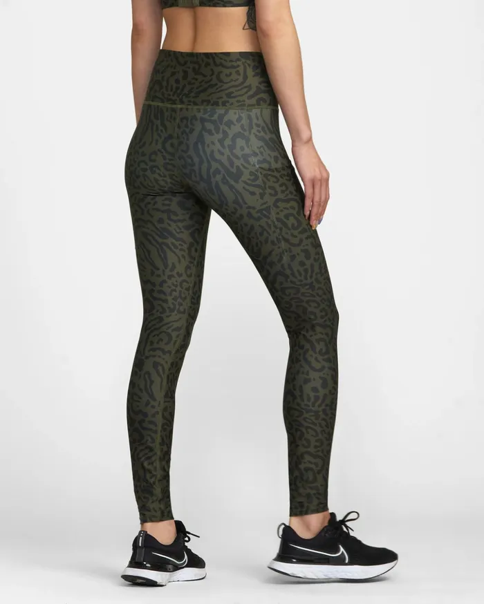RVCA Pants VA Sport Pocket Technical Leggings Animal Olive 8211 Women