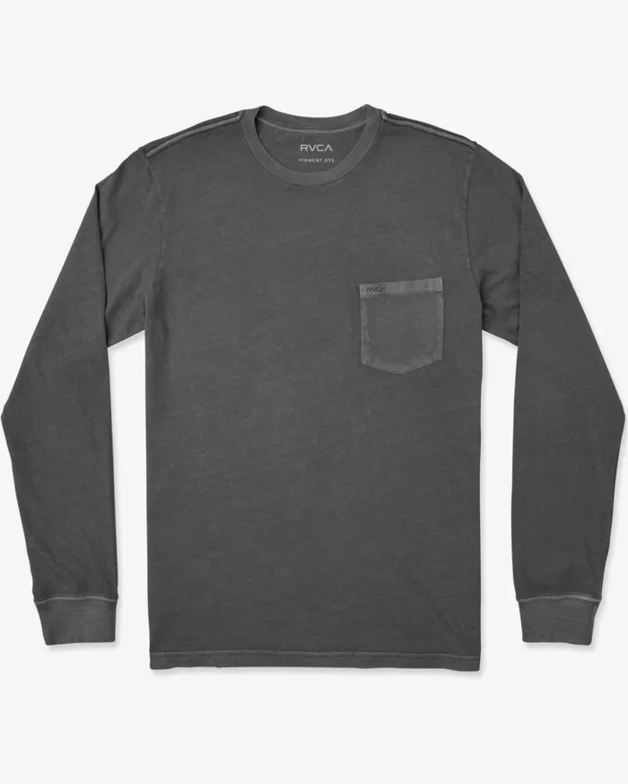RVCA Pigment Dye Tees PTC Pigment Long Sleeve TEE Pirate Black 8211 Men