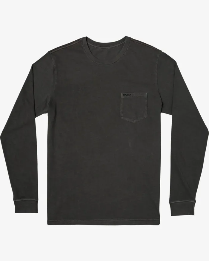 RVCA Pigment Dye Tees PTC Pigment Long Sleeve TEE Pirate Black 8211 Men