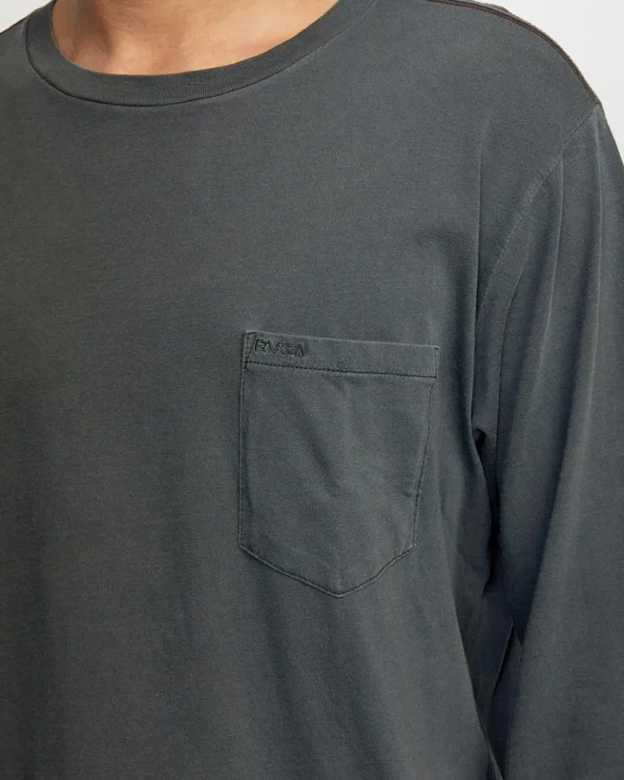RVCA Pigment Dye Tees PTC Pigment Long Sleeve TEE Pirate Black 8211 Men