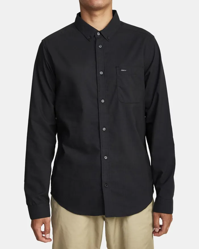 RVCA Shirts Flannels Thatll Do Stretch Long Sleeve Shirt Black 8211 Men