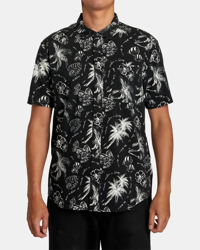 RVCA Shirts Flannels Tropic Winds Short Sleeve Shirt Black 8211 Men