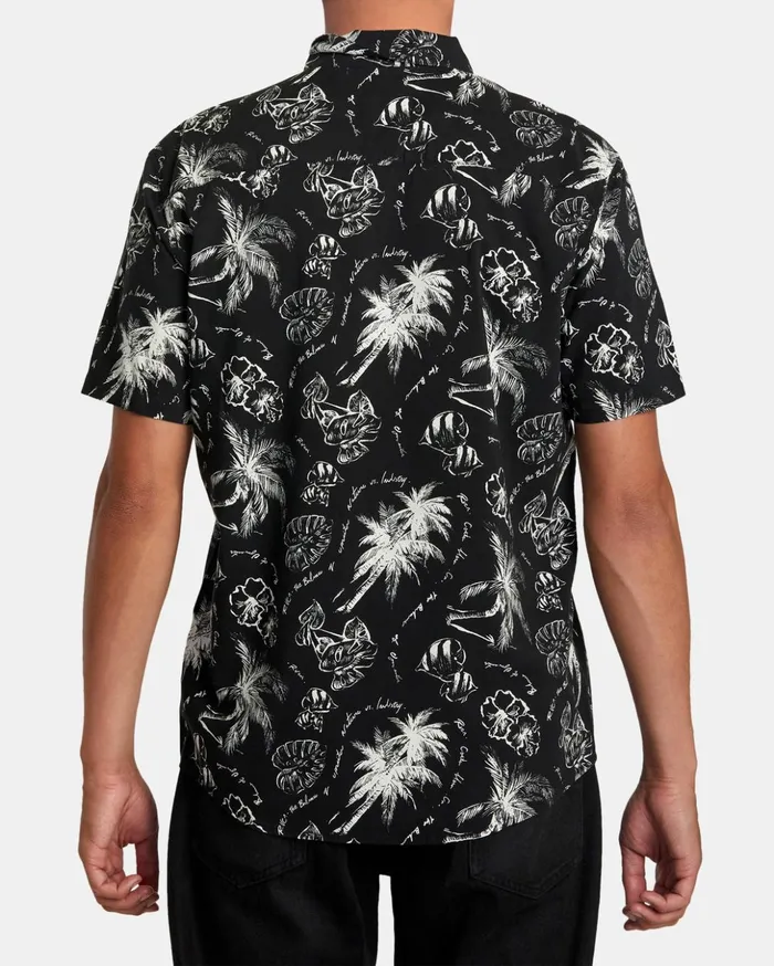 RVCA Shirts Flannels Tropic Winds Short Sleeve Shirt Black 8211 Men