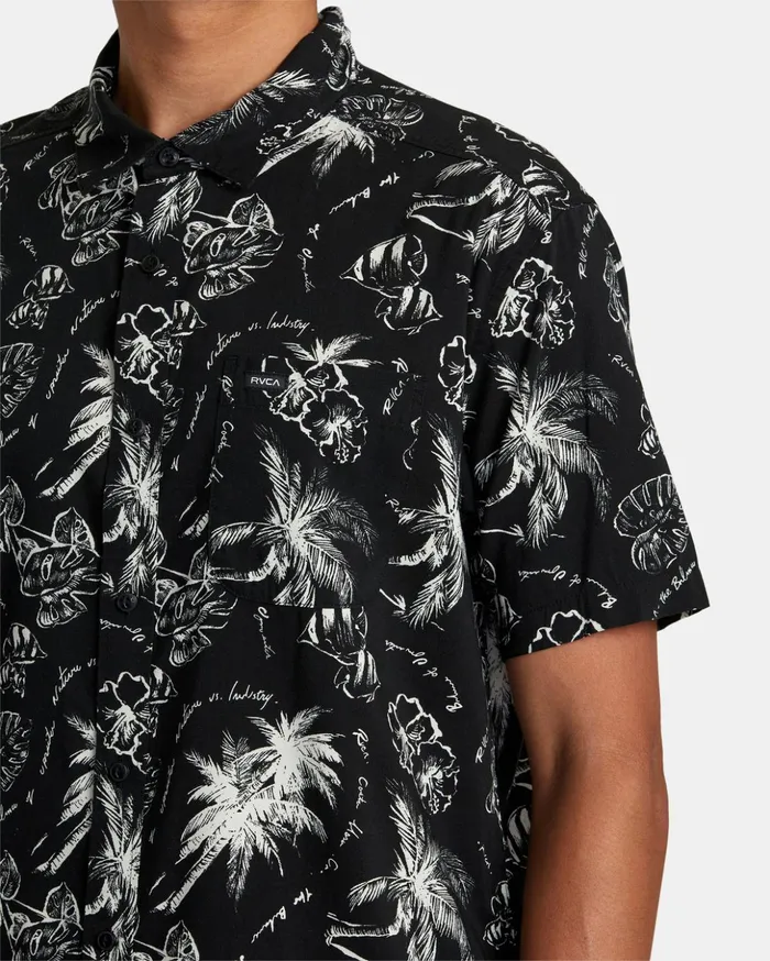RVCA Shirts Flannels Tropic Winds Short Sleeve Shirt Black 8211 Men