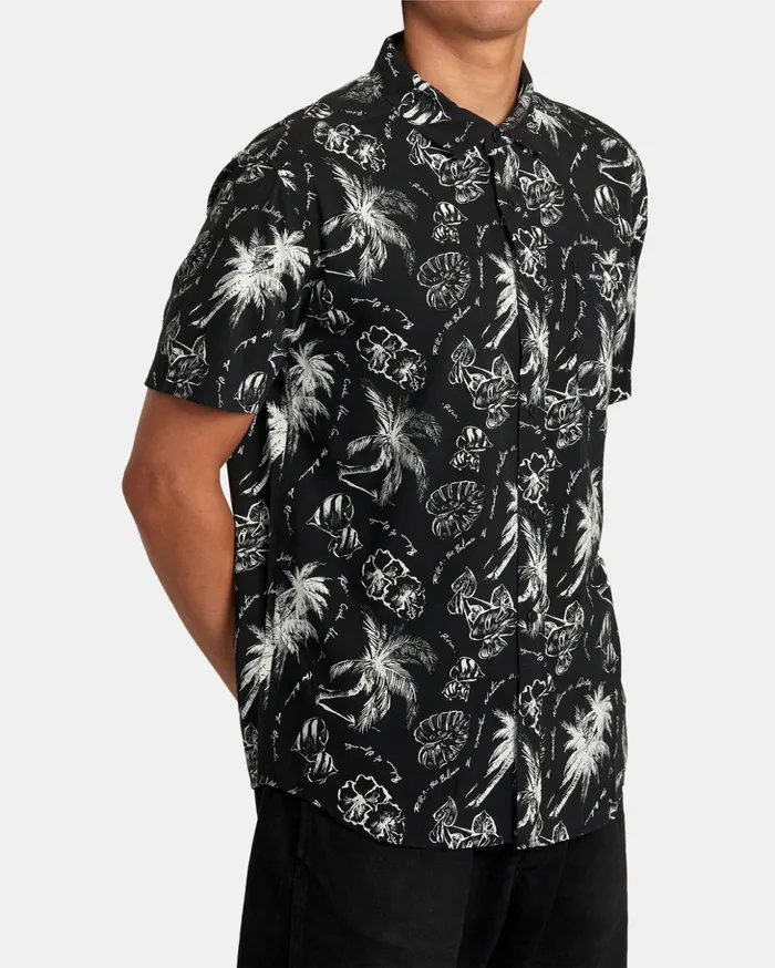 RVCA Shirts Flannels Tropic Winds Short Sleeve Shirt Black 8211 Men