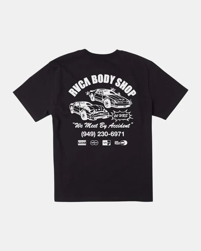 RVCA Short Sleeves Body Shop Tee Black 8211 Men