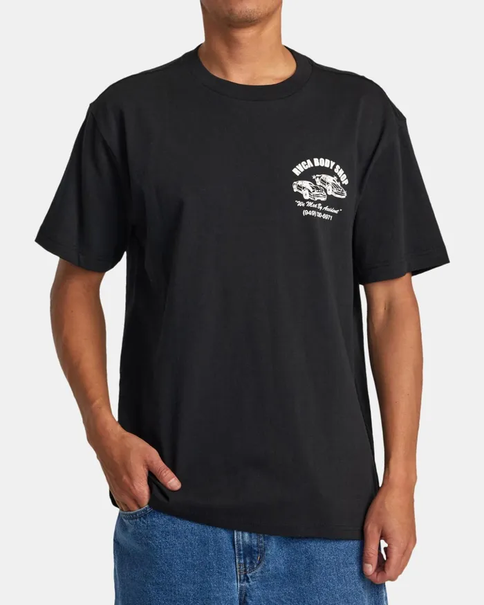 RVCA Short Sleeves Body Shop Tee Black 8211 Men