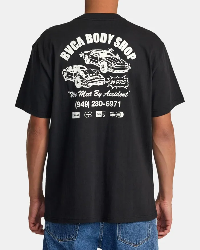 RVCA Short Sleeves Body Shop Tee Black 8211 Men