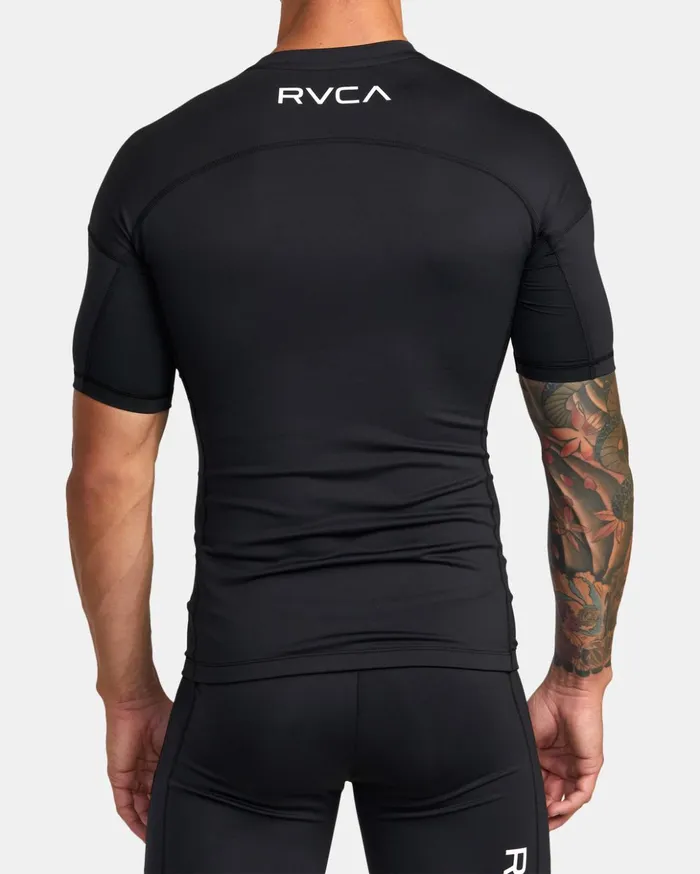 RVCA Short Sleeves Compression Technical Short Sleeve Top Black 8211 Men