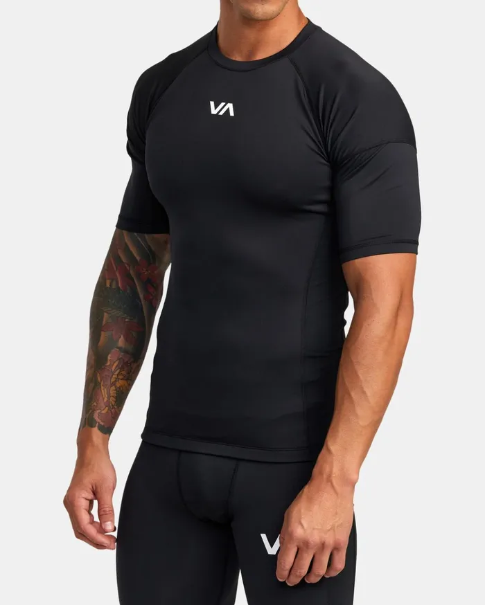 RVCA Short Sleeves Compression Technical Short Sleeve Top Black 8211 Men