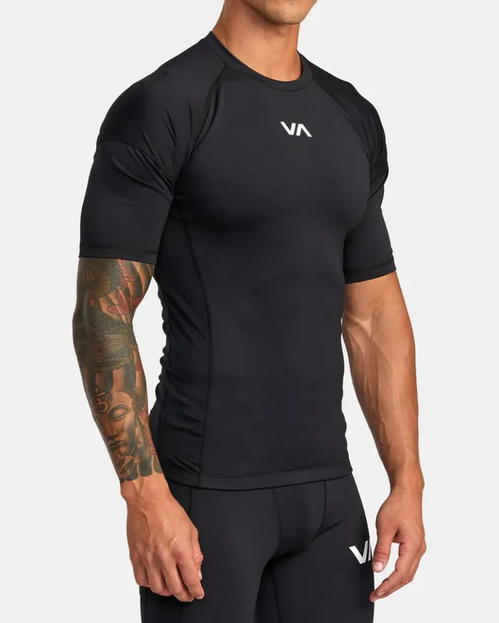 RVCA Short Sleeves Compression Technical Short Sleeve Top Black 8211 Men