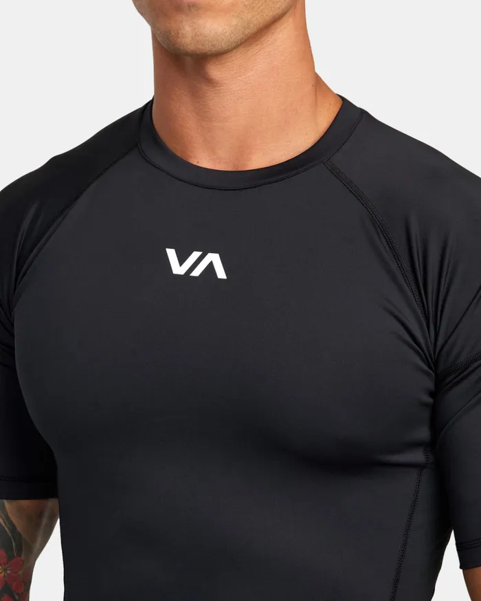 RVCA Short Sleeves Compression Technical Short Sleeve Top Black 8211 Men