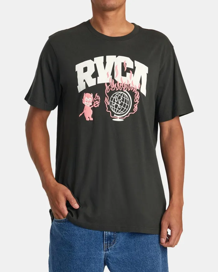 RVCA Short Sleeves Detention Tee Pirate Black 8211 Men