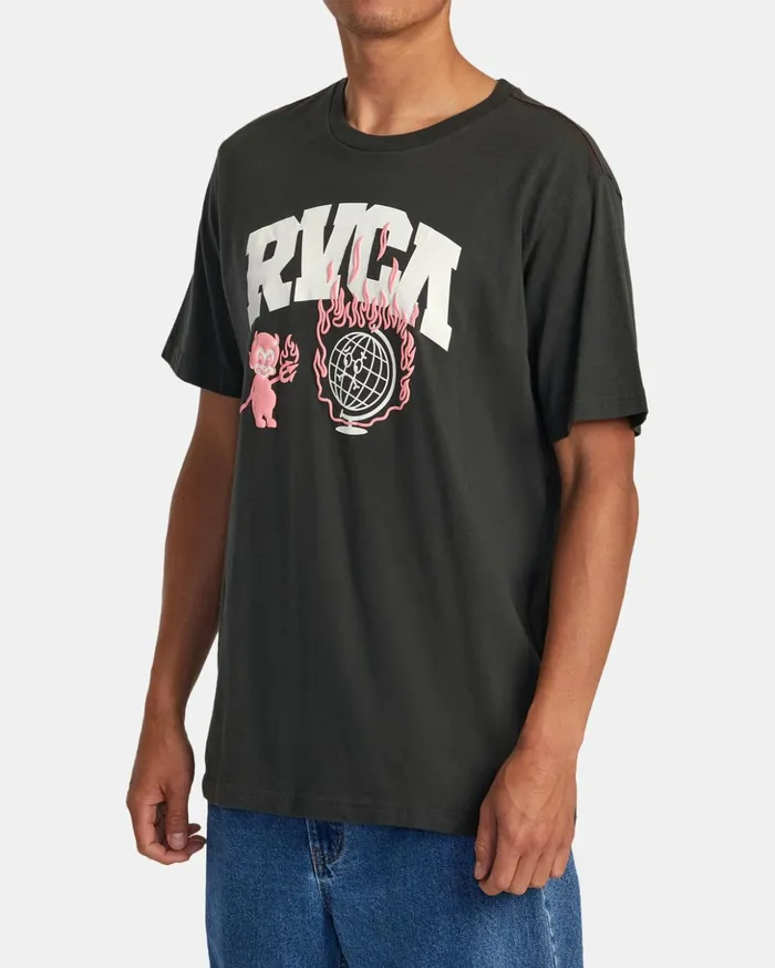 RVCA Short Sleeves Detention Tee Pirate Black 8211 Men