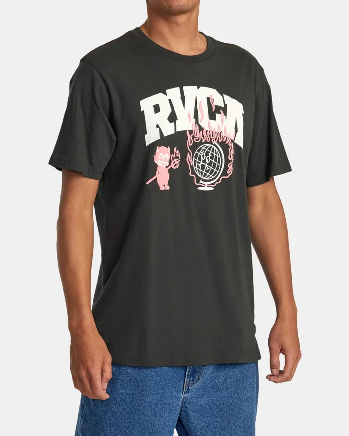 RVCA Short Sleeves Detention Tee Pirate Black 8211 Men