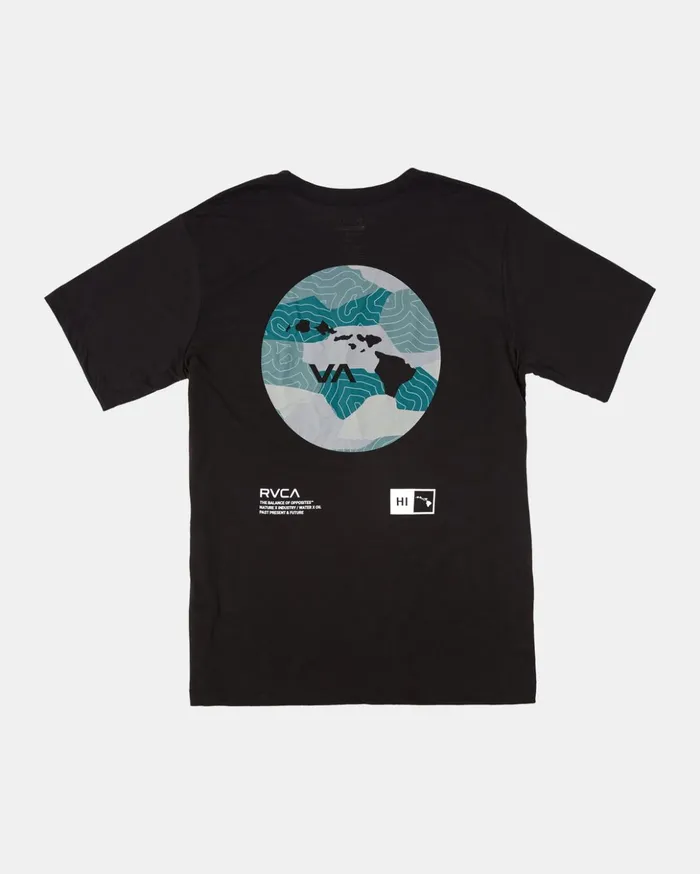 RVCA Short Sleeves Hawaii Bar Topo Camo TShirt Black 8211 Men