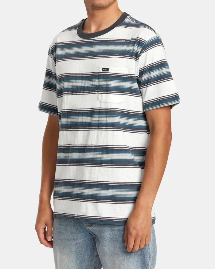 RVCA Short Sleeves Polanco Stripe Tee Antique White 8211 Men