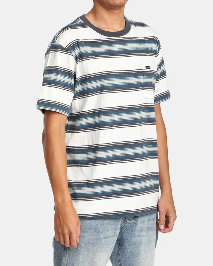 RVCA Short Sleeves Polanco Stripe Tee Antique White 8211 Men