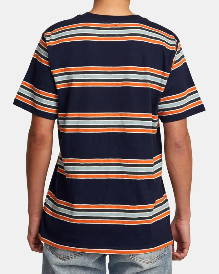 RVCA Short Sleeves Somedays Stripe TShirt Navy Marine 8211 Men