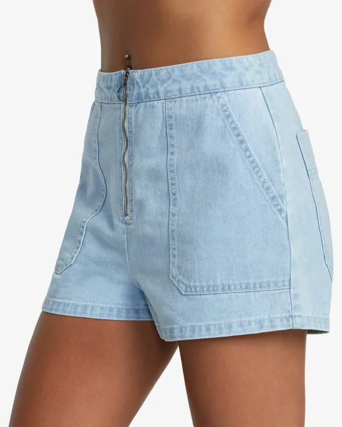 RVCA Shorts Skirts Goldie Denim Shorts Light Vintage Wash 8211 Women