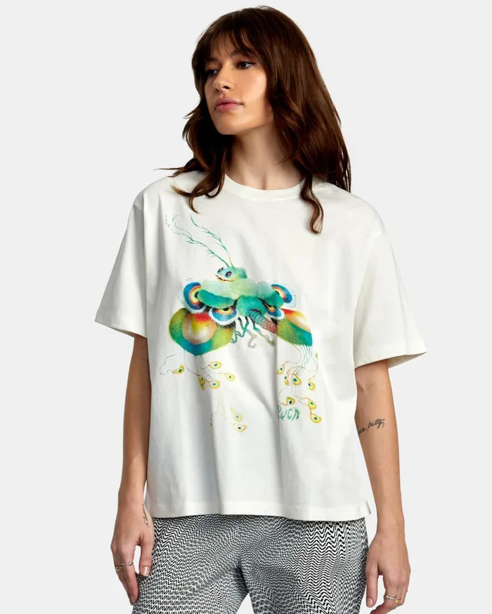 RVCA Tees Tanks Fly Guy Anyday TShirt Vintage White 8211 Women