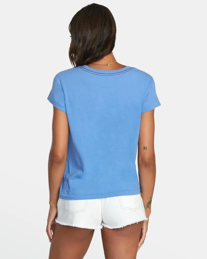 RVCA Tees Tanks Heritage Short Sleeve Tee Blue Yonder 8211 Women