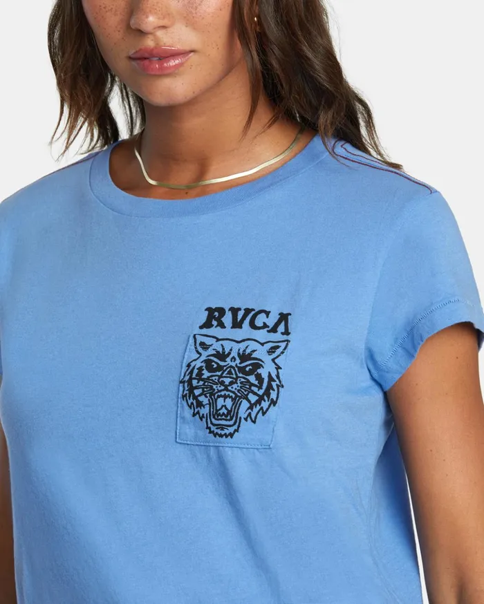 RVCA Tees Tanks Heritage Short Sleeve Tee Blue Yonder 8211 Women