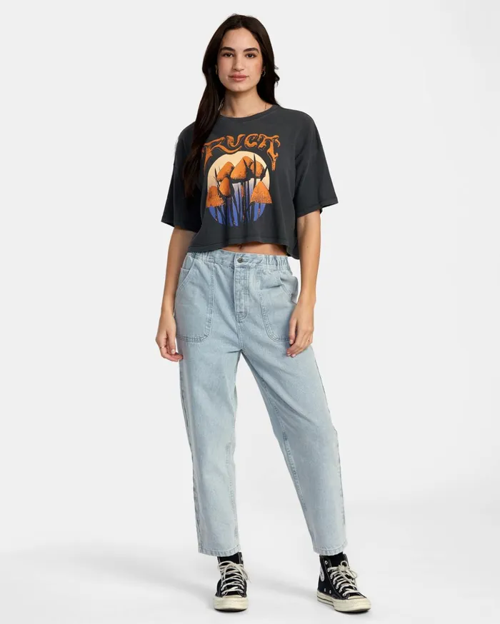 RVCA Tees Tanks Unearthed Tee Washed Black 8211 Women