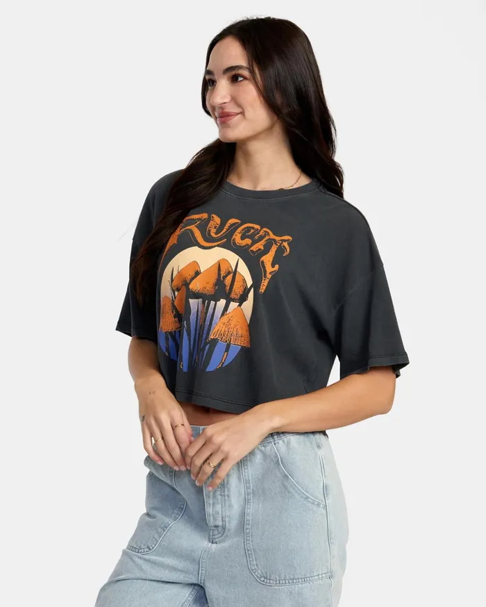 RVCA Tees Tanks Unearthed Tee Washed Black 8211 Women