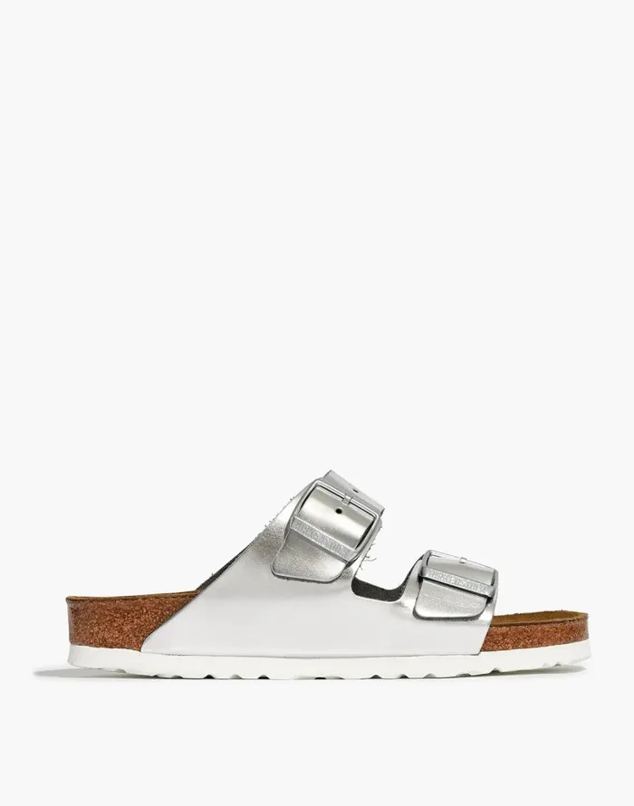 Sandals Women Madewell Birkenstock Arizona Sandals In Leather Silver