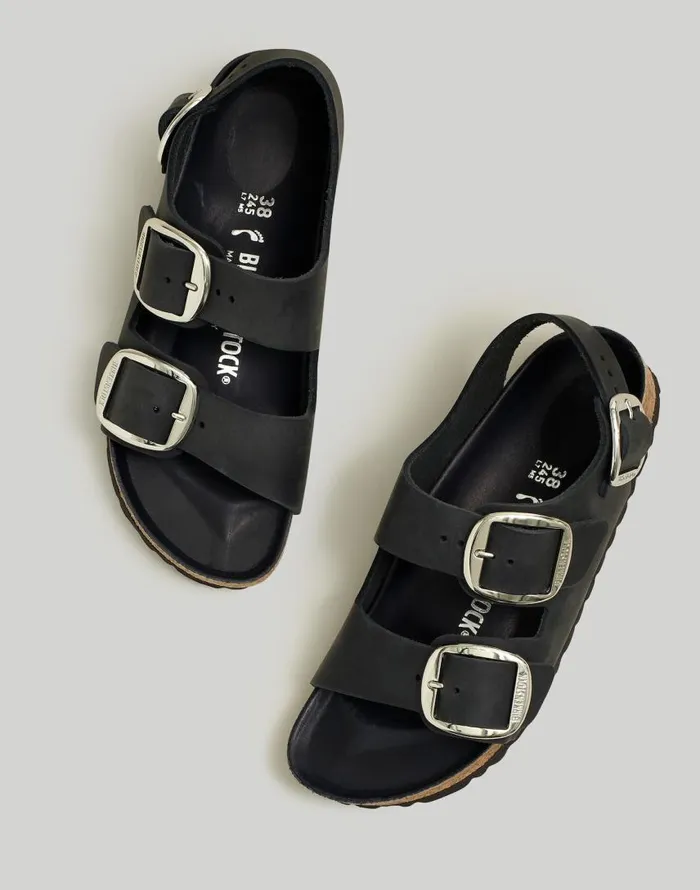 Sandals Women Madewell Birkenstock Big Buckle Milano Sandals Black