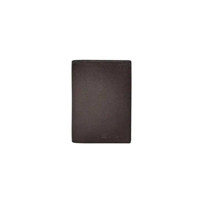 Santoni Beige Saffiano Leather Passport Case WomenMen Small Leather Goods